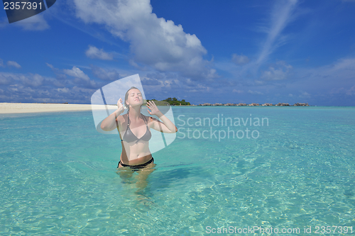 Image of happy woman enjoy  summer time