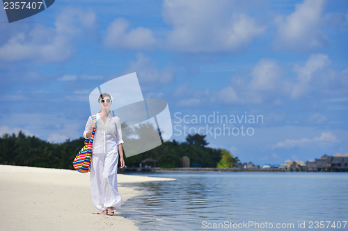 Image of happy woman enjoy  summer time