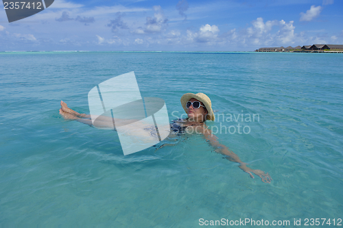Image of happy woman enjoy  summer time