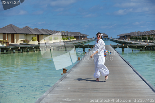Image of happy woman enjoy  summer time