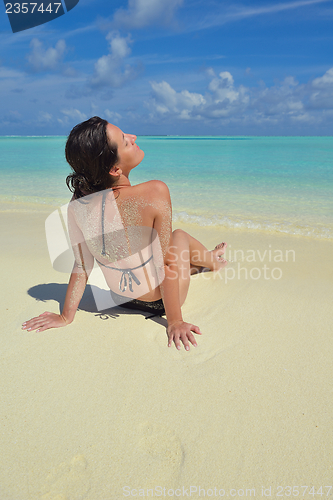 Image of happy woman enjoy  summer time