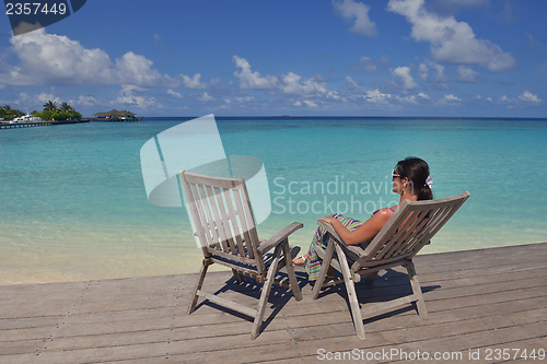 Image of happy woman enjoy  summer time