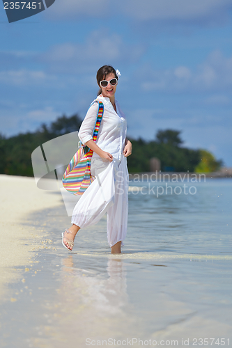 Image of happy woman enjoy  summer time