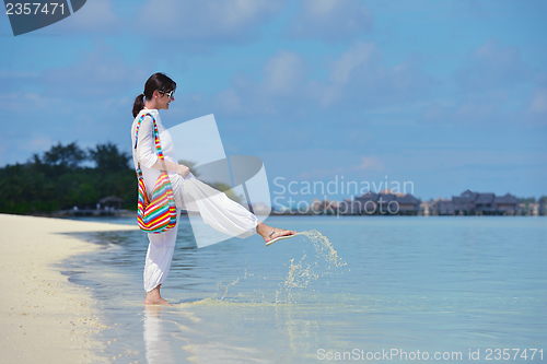 Image of happy woman enjoy  summer time