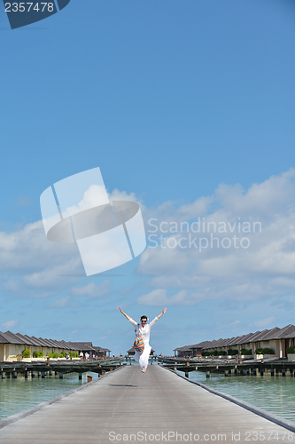 Image of happy woman enjoy  summer time