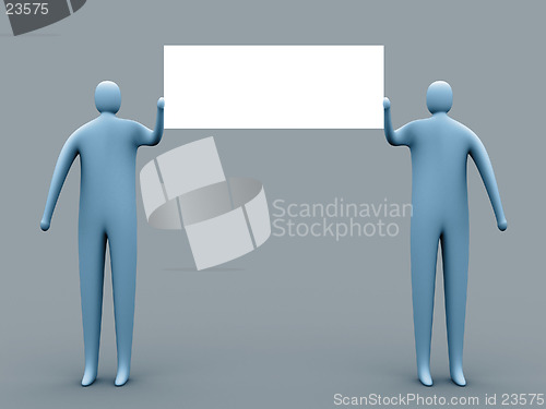 Image of 3d people holding an empty template for you to use as you like.