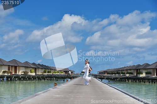 Image of happy woman enjoy  summer time