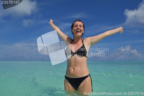 Image of happy woman enjoy  summer time