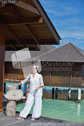 Image of happy woman enjoy  summer time