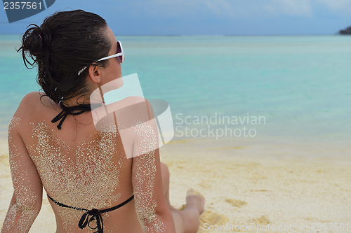 Image of happy woman enjoy  summer time