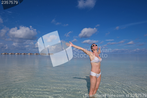 Image of happy woman enjoy  summer time