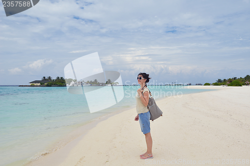 Image of happy woman enjoy  summer time