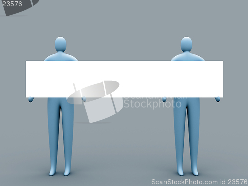 Image of 3d people holding an empty template for you to use as you like.