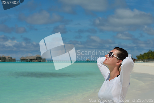 Image of happy woman enjoy  summer time