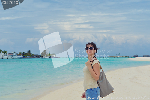 Image of happy woman enjoy  summer time