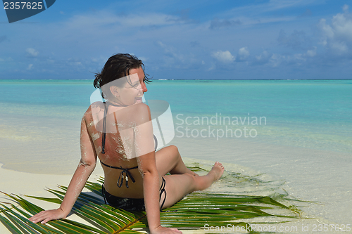 Image of happy woman enjoy  summer time
