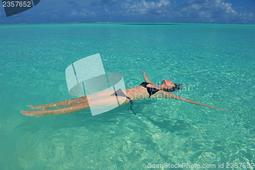 Image of happy woman enjoy  summer time