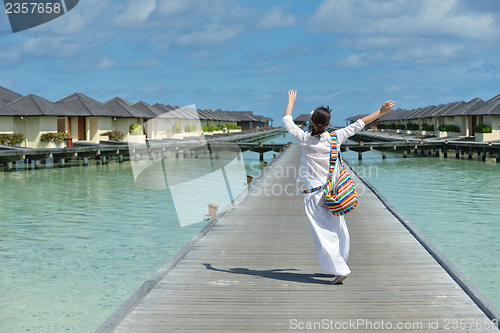 Image of happy woman enjoy  summer time