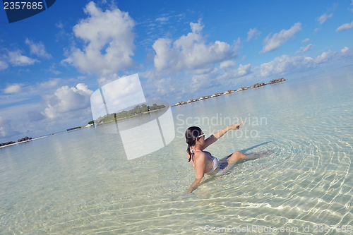 Image of happy woman enjoy  summer time