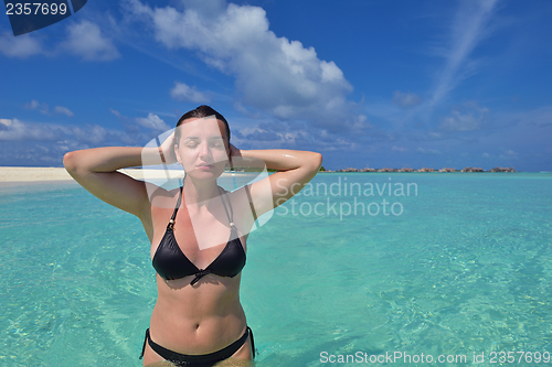 Image of happy woman enjoy  summer time