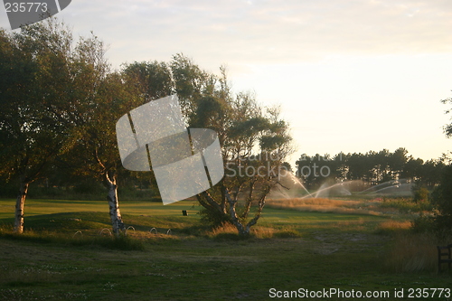 Image of watering the green