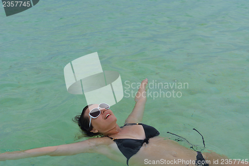 Image of happy woman enjoy  summer time