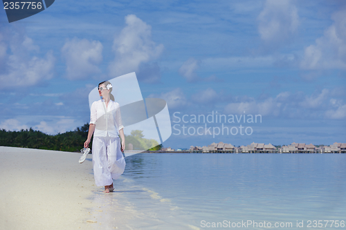 Image of happy woman enjoy  summer time