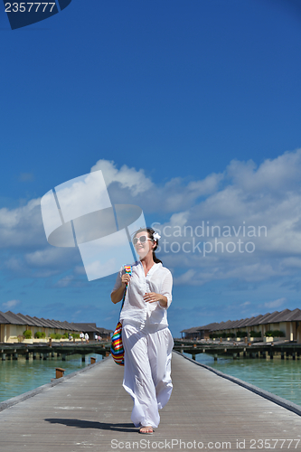 Image of happy woman enjoy  summer time