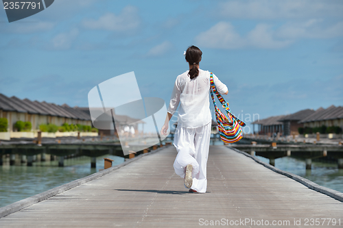 Image of happy woman enjoy  summer time