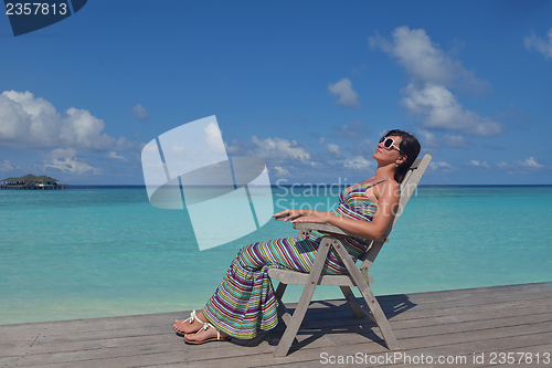 Image of happy woman enjoy  summer time