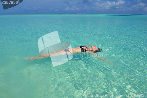 Image of happy woman enjoy  summer time