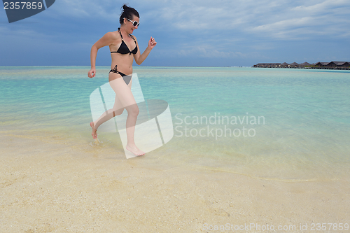 Image of happy woman enjoy  summer time