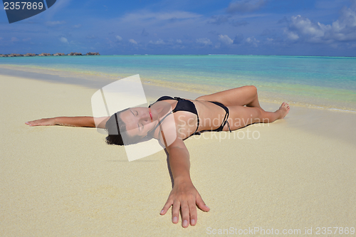 Image of happy woman enjoy  summer time