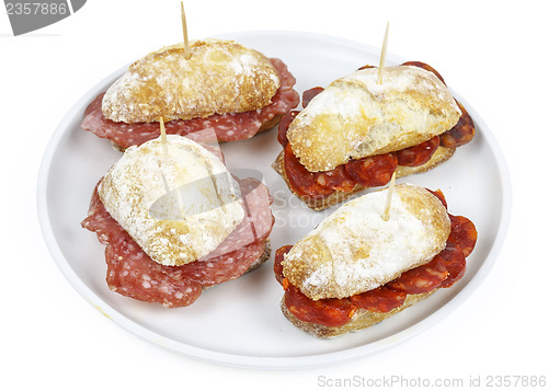 Image of Sausage sandwich, typical Basque cap.