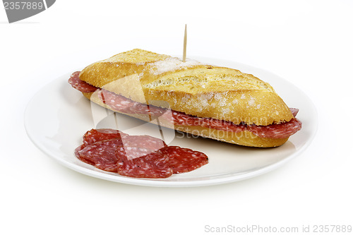 Image of Sausage sandwich, typical Basque cap.