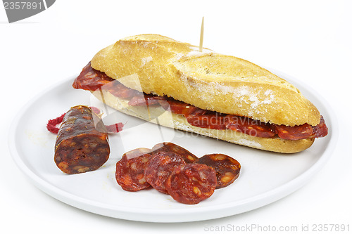 Image of Sausage sandwich, typical Basque cap.