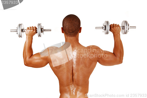 Image of Guy with silver dumbbells.