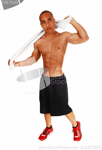 Image of Bodybuilder with towel.