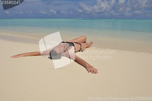 Image of happy woman enjoy  summer time