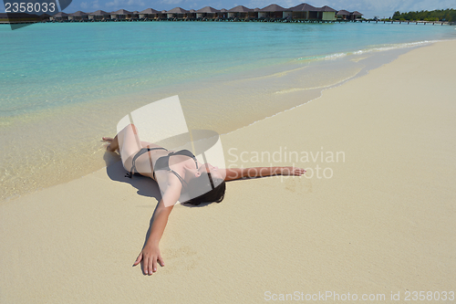 Image of happy woman enjoy  summer time