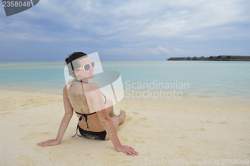 Image of happy woman enjoy  summer time