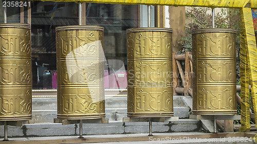 Image of Tibetan prayer wheels