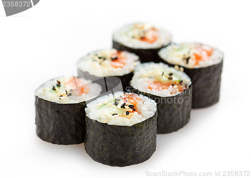 Image of sushi on white background