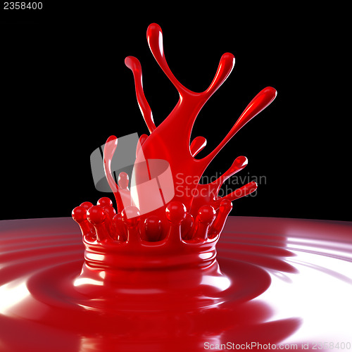 Image of Splash of red colorful liquid with crown