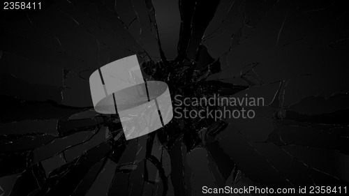 Image of Shattered glass: Pieces of broken glass on black 