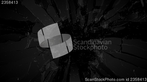 Image of Pieces of broken or Shattered glass on black