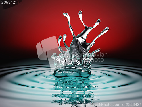 Image of Blue colorful fluid splash and ripples over red