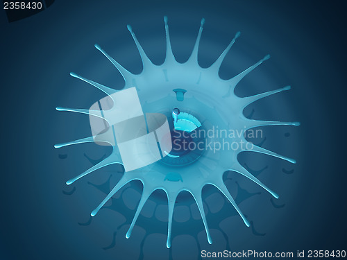 Image of Splash and splatter of blue liquid with droplets 