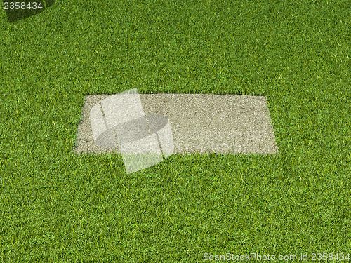 Image of Gravel and grass: square patch and green frame