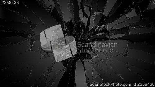 Image of Shattered glass: sharp Pieces on black